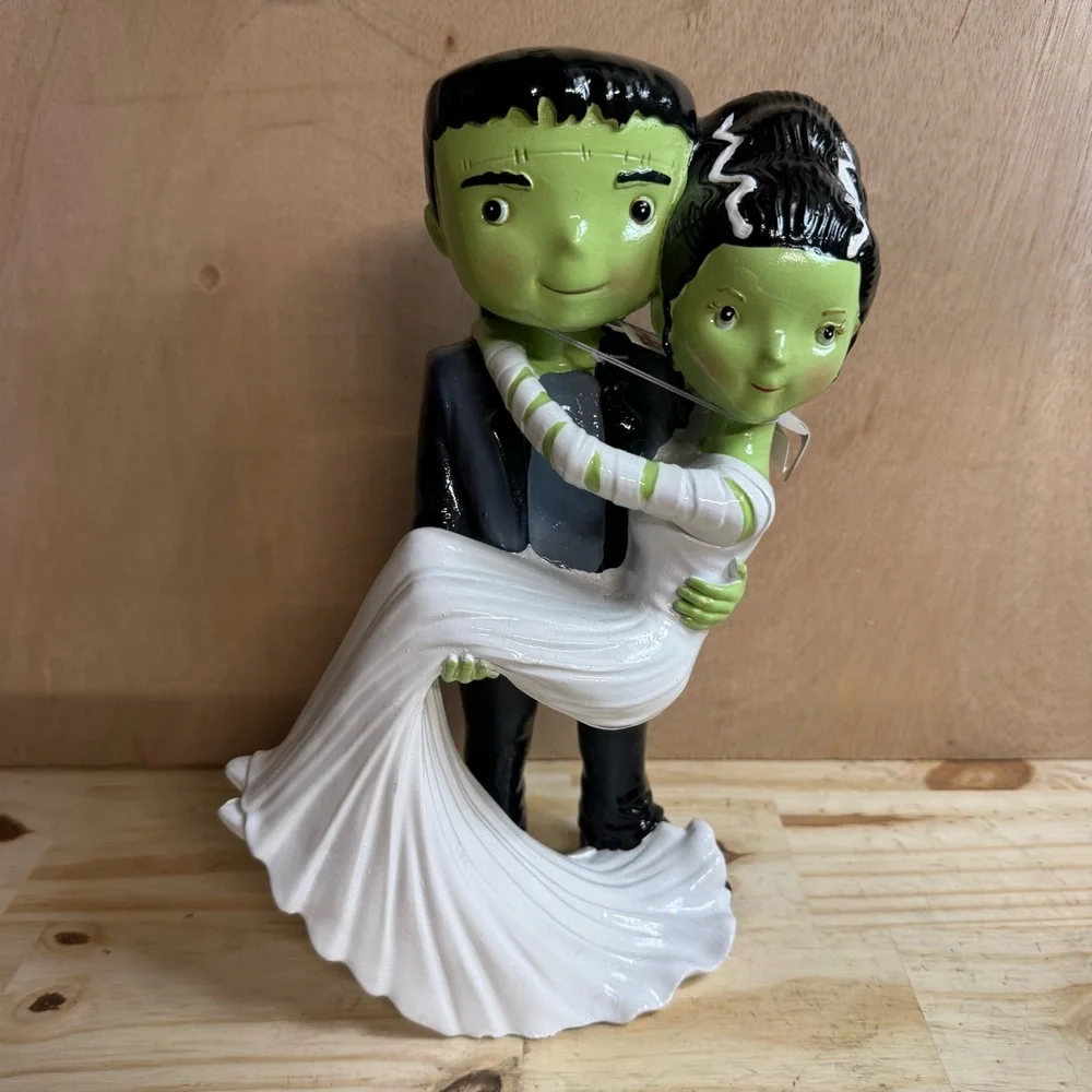 Halloween Bride Of Frankenstein Couple Figurine Cute Cartoon Wedding Statue 10